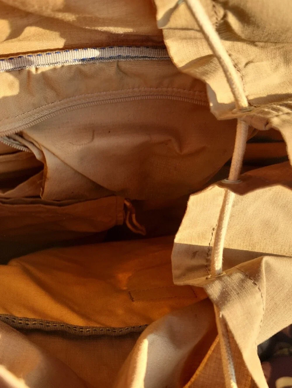 Yellow Canvas Backpack with Brown Leather Trim
